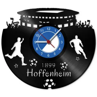 GRAVURZEILE Schallplattenuhr Hoffenheim - 100% Vereinsliebe - Upcycling Design Wanduhr aus Vinyl Made in Germany
