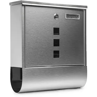 Grafner Design Edelstahl Briefkasten mit Zeitungsfach, abschließbar – 2 Schlüssel inkl., 3 Sichtfenster, Moderne eckige Ausführung, einfacher Anbau, inkl. Montagematerial, Postkasten Letter Box