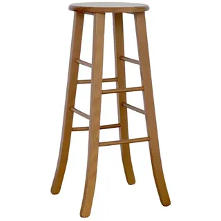 Sgabello aus Holz Noce Chiaro, Rund, H 80 cm, Kufenbeine, komplett montiert