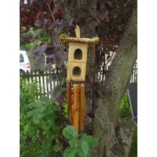 Großes Ca. 120cm Windspiel Klangspiel Bambus Vogelhaus Handarbeit Fair Trade Super Klang