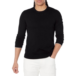 Armani Exchange Herren Crew Neck, Front Embroidered sur Ton Logo Pullover, Black, L