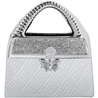 DRW Handtasche aus Keramik mit Kristallen in Grau und Silber, 26 x 11 x 27 cm, Mehrfarbig, estandar