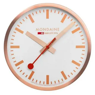 Mondaine Wanduhr A995.CLOCK.17SBK roségoldene Bahnhofsuhr 40 cm Aluminium - Weiß