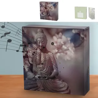 Soundbox 'Buddha' Bewegungssensor | 12x12x3,5cm Pappe Kunststoff | Meditationssound Lautstärke regulierbar (1 x Soundbox Buddha)