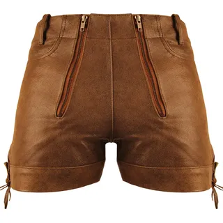 Bockle® Cracker Pants Lederhose Leder Jeans Leder Shorts Pants kurze Lederhose Herren , W40/L34 - Braun