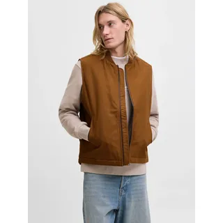 Softshellweste JACK & JONES "JJEDOVER VEST NOOS", Herren, Gr. L, braun (monks robe), Web, Obermaterial: 100% Baumwolle, unifarben, regular fit, hoch geschlossener Ausschnitt, Westen Softshellweste