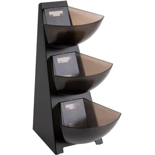 APS 11413 Multi-Rack, Küchenregal, Gestell aus 18/0 Edelstahl, Portionsschütte aus Kunststoff, Portionsspender, Volumen pro Schütte 1 Liter Inhalt, 3-stufig