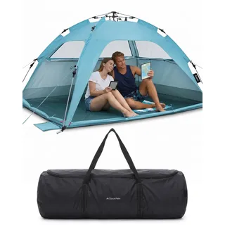 qeedo Quick Palm Strandmuschel mit UV-Schutz (UV80) & kleinem Packmaß - Leichtes, schnell aufzubauendes Strandzelt (Quick-Up System) bietet Sonnenschutz & Windschutz am Strand, vor allem für Kinder