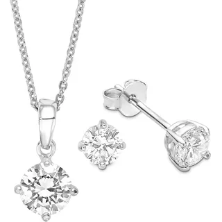 Amor Schmuckset »9964963, 9964888 Halskette und Ohrringe« (Set, 4 Stk. tlg.) mit Zirkonia (synth.), silberfarben