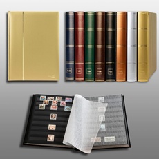 Prophila Collection Metallic Edition 60 Schwarze Seiten Briefmarkenalbum Einsteckbuch wattierter Goldener Einband