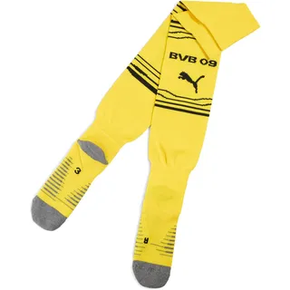 Fußballstutzen PUMA "BVB GRAPHIC SOCKS REPLICA", Herren, Gr. 47-49, faster gelb, puma schwarz, Obermaterial: 68% Polyester, 18% Baumwolle, 12% Polyamid, 2% Elasthan, gemustert, Socken Fußballstutzen, für Erwachsene, für Fußball und sportliche Aktivitäten