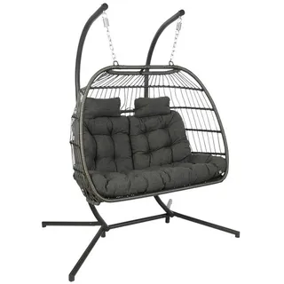 Hängesessel , Anthrazit, Grau , Metall, Kunststoff, Textil , 152x198x117 cm , wetterbeständig, rostfrei , Gartenmöbel, Gartenschaukeln, Hängesessel