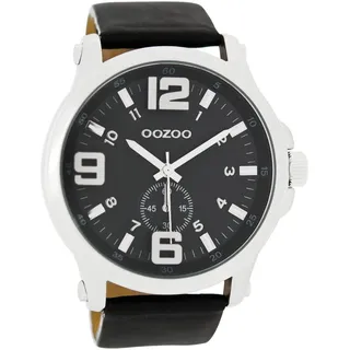 Oozoo C6459 Herren-Armbanduhr, Lederarmband, Schwarz, Schwarz, Streifen