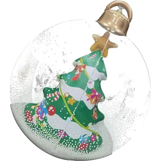 23,6 Zoll aufblasbare Weihnachtskugeln mit LED-Riesenbeleuchtung, dekorierter Ball, PVC, faltbar, durchsichtig, Fernbedienung, Außendekoration für den Feiertags-Weihnachtsbaum - Rot, Grün