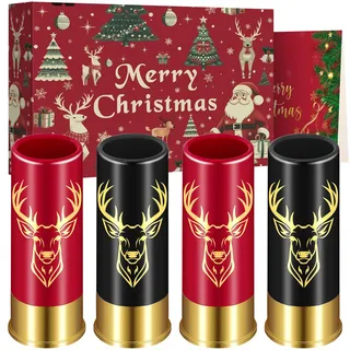 Hirschkopf Plastik Schnapsgläser, Weihnachtsgeschenkbox, Schwarz & Rot