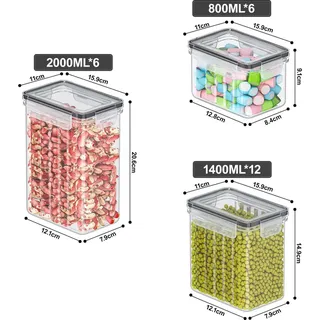 Luftdichte Vorratskisten - Küchenorganizer - Set aus 24