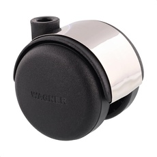 WAGNER Design Möbelrolle/Lenkrolle/Doppelrolle - hart- Durchmesser Ø 40 mm, Bauhöhe 45 mm, schwarz/chrom, Tragkraft 35 kg - 01152401