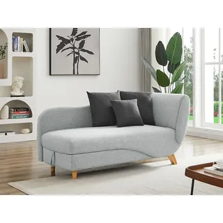 Recamiere mit Schlaffunktion & Stauraum - linksseitig - Stoff - Hellgrau - PENELOPE