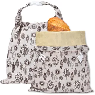 Brotbeutel Leinen, 2 Stück 43x30cm Brotsack zum Frischhalten von Selbstgemachtem Brot Leinenbeutel für Brot Wiederverwendbare Brottasche mit Innenfutter zur Aufbewahrung von Hausgemachtem