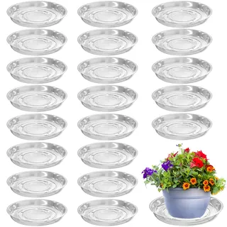 Planterhoma 20 Stück transparente Kunststoff-Untersetzer (15,2 cm) Tropfschalen Pflanzteller Teller für Zimmerpflanzgefäße Blumentöpfe