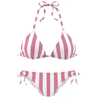 VENICE BEACH Triangel-Bikini mit gewebten Streifen, rosa