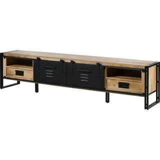 MASSIVMOEBEL24.DE TV-Board Mango 240x45x55 natur klar lackiert / Metall schwarz BLACKBURN #555