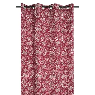 Gardine mit Ösen Vorhang 140x260cm rot Blumen Rustikal Dekoration für Wohnzimmer
