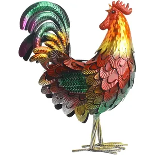 Metall Hahn Dekor, Metall Huhn Tier Yard Kunst Rasen Ornament Figuren Kunstwerk für Outdoor, Patio, Hinterhof und Home Kitchen Dekoration (rot)