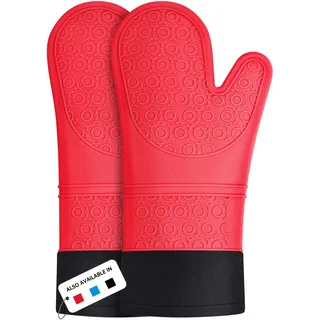 Sopito Ofenhandschuhe, hitzebeständige Silikon-Ofenhandschuhe, extra Lange Anti-Rutsch zum Grillen, Kochen, Backen