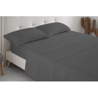 Degrees home – Spannbettlaken Set 135x200 cm – 4-teilig – Mikrofaser Bettlaken + 2 Kissenbezüge 70x50 – Schiefer