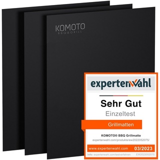 KOMOTO KOMOTO® BBQ Grillmatte (3er Set) 50x40 cm I Extra Dick I Grillmatten für Gasgrill und Holzkohle I Perfekte Alternative zur Grillplatte