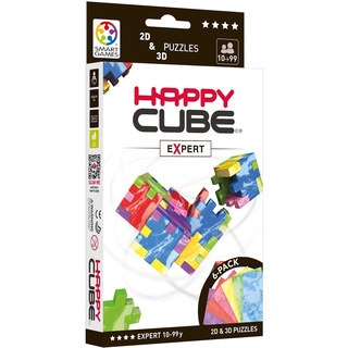 SmartGames HAPPY HCE300 Expert Cardboard Box 3D Puzzle, Pack of 6, 6 Marble Colours = Blue, Green, Yellow, Fuchia, Red and Purple, 1 12 x 9 x 0,8 cm (Würfel 4 cm)