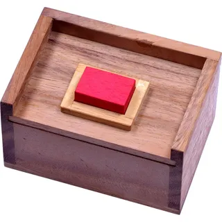 Der rote Stein – Knobelspiel und 3D-Holzpuzzle im Holzkasten