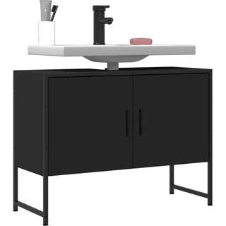 vidaXL Waschbeckenunterschrank Schwarz 80x33x60 cm Holzwerkstoff - Schwarz