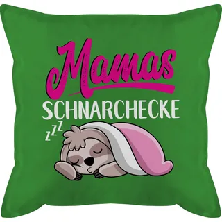Kissen 50x50 - Mama - Mamas Schnarchecke mit Faultier - weiß - 50 x 50 cm - Grün - ostergeschenke für mütter mutter geschenk mom schnarch motivkissen faultierkissen muttertagsgeschenke mutti