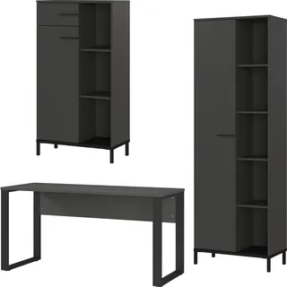 Germania "GW-Rovigo", 3 Stk. tlg. Schreibtisch mit Knieblende, Made in Germany,