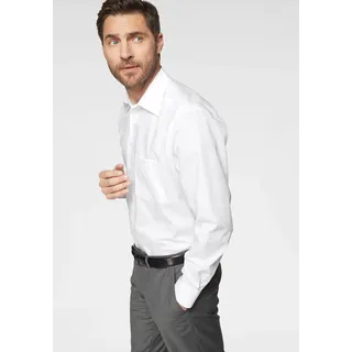 Businesshemd OLYMP "Luxor comfort fit", Herren, Gr. 47, N-Gr, weiß, Web, Obermaterial: 100% Baumwolle, unifarben, bequem, 1-Knopf-Manschette verstellbar, Hemden Businesshemd, Mit Brusttasche, bügelfrei, Topseller