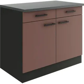 Optifit Unterschrank mit Schublade und Drehtür Nizza407 BxTxH 100 x 60 x 84,8 cm rostrot matt zerlegt KUNI U106-9+ - Rot, Grau