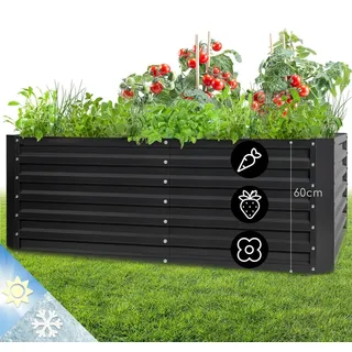 Blumfeldt Hochbeet aus Metall 200 x 100 x 60 cm Schwarz