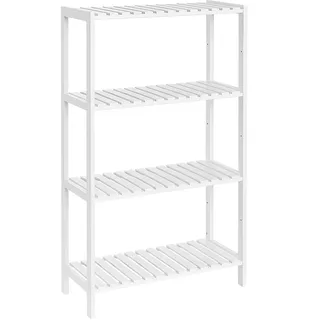 Songmics Badezimmerregal, Badregal, Küchenregal, Schuhregal mit 4 Ebenen, Standregal aus Bambus, 26 x 60 x 100 cm, für Bad, Wohnzimmer, Flur, Küche, wolkenweiß BCB034W01