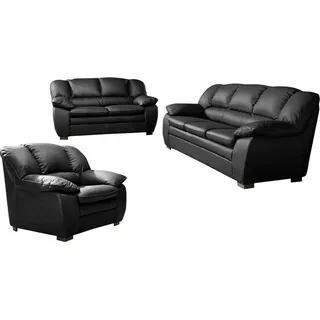 Cotta Polstergarnitur COTTA "Casino, Sofa Set, 3-2-1 Sitzer, Wohnzimmer Garnitur", schwarz, H:88cm T:92cm, Sitzmöbel-Sets, Polstergarnitur, Sessel, 2-Sitzer, 2,5-Sitzer, hohe Rückenlehne