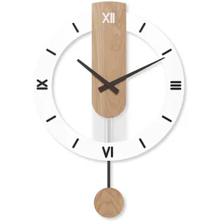 LANMOU Wanduhr Holz mit Pendel, Wanduhr Groß Ohne Tickgeräusche 40 * 55cm mit Roman Numerals, Wanduhren Wohnzimmer Uhr Lautlos, für Wanddekorationen