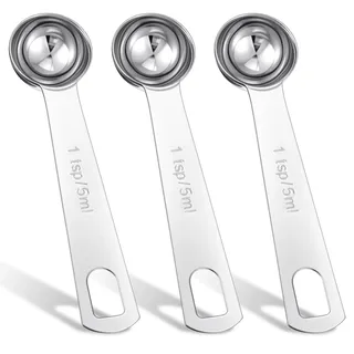 Ouligay 3 Stück Messlöffel 5ml Kaffeelöffel Portionierer Kaffeemesslöffel Dosierlöffel 5ml Measuring Spoons Edelstahl Portionierlöffel Kaffee Esslöffel Teelöffel Kaffeedosierlöffel für Satz Gewürze