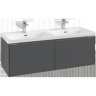 Villeroy & Boch Subway 3.0 Waschbeckenunterschrank, LED-Beleuchtung, 2 Auszüge, 1272x429x478mm, C567L0AF, Farbe: Front/Korpus: Soft Green, Griff: Aluminium glänzend