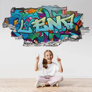 tjapalo® p76 3D Wandtattoo Graffiti Name Wandaufkleber Kinderzimmer Mädchen wandtattoo Teenager Cool Wandtattoo Kinderzimmer Name, Größe: B100xH48cm