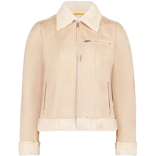Jackenblazer CARTOON "Bikerjacke mit Kunstfellkragen", Damen, Gr. 44, beige, Obermaterial: 100% Polyester PES., Blazer Jackenblazer