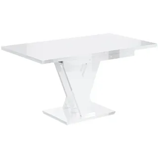 altdecor Esstisch ausziehbar, ideal als Küchentisch, Esszimmertisch - oder Wohnzimmertisch, solide Konstruktion aus Möbelplatte, 120 -160x80x75 c... - Weiß