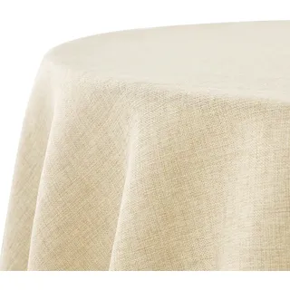 Decomira Tischdecke wasserabweisend Leinen-Optik - Fleckschutz, abwaschbar - Garten-Tischdecke Outdoor, Tischtuch Esstisch - Natur Beige - 200 cm Rund