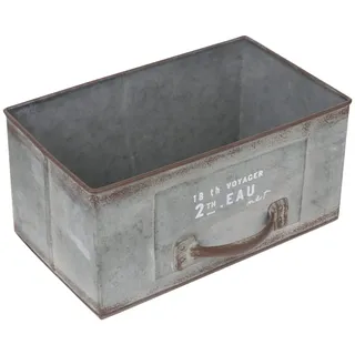 Garneck Vintage Metall Pflanzwanne Ovaler Blumeneimer Für Shabby Chic Dekoration - Robuster Eisen Pflanztopf Mit Entwässerung Für Garten Und Balkon - 22 5x13 5 Cm Grau
