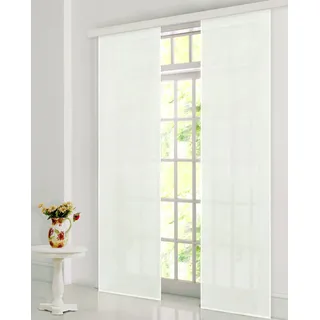 Gardinenbox Flächenvorhang, Schiebegardine Blickdicht matt, Creme, aus Micro Satin (Mikrofaser Gewebe), mit Paneelwagen und Beschwerungsstange -85600-, 85600